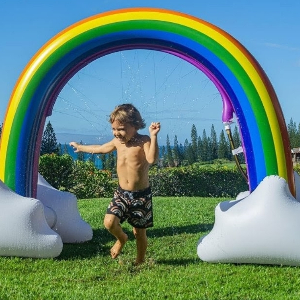 Vibrant Inflatable Rainbow Arch Summer PoolCandy Jumbo Inflatable Sprinkler Toy - Picture 7 of 7